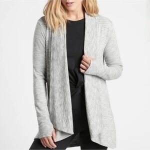 Athleta Pranayama Wrap Heather Gray Open Front Shawl Cardigan Modal Size M